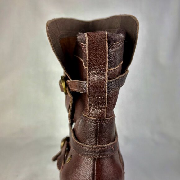 UGG Brown Ankle Booties with Chunky Heel and Buckle Details - Picture 13 of 16